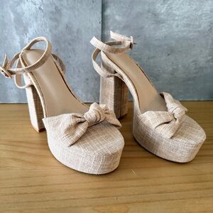 NWOT ASOS Tan knot Platform Heels Sz 7.5 (EU 38)